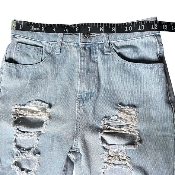 Women's High Waisted Light Wash Distressed Jogger Jeans XS 25" W x 27", 11" Rise - Picture 6 of 11